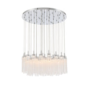 Crystorama Addis 36in 46-Light Pendant | Mid-Century Polished Chrome and Clear Tronchi Glass | Entryway & Dining Room | 36 x 36 x 21 in | Model ADD-423-CH-CL
