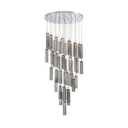 Crystorama Addis 36in 46-Light Pendant | Mid-Century Polished Chrome and Smoke Tronchi Glass | Entryway & Dining Room | 36 x 36 x 21 in | Model ADD-423-CH-SM