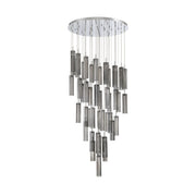 Crystorama Addis 36in 46-Light Pendant | Mid-Century Polished Chrome and Smoke Tronchi Glass | Entryway & Dining Room | 36 x 36 x 21 in | Model ADD-423-CH-SM