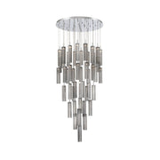 Crystorama Addis 36in 46-Light Pendant | Mid-Century Polished Chrome and Smoke Tronchi Glass | Entryway & Dining Room | 36 x 36 x 21 in | Model ADD-423-CH-SM