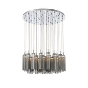 Crystorama Addis 36in 46-Light Pendant | Mid-Century Polished Chrome and Smoke Tronchi Glass | Entryway & Dining Room | 36 x 36 x 21 in | Model ADD-423-CH-SM