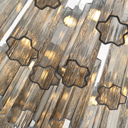 Crystorama Addis 36in 46-Light Pendant | Mid-Century Polished Chrome and Smoke Tronchi Glass | Entryway & Dining Room | 36 x 36 x 21 in | Model ADD-423-CH-SM