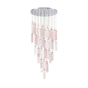 Crystorama Addis 36in 46-Light LED Pendant | Mid-Century Polished Chrome and Spring Tronchi Glass | Entryway & Dining Room | 36 x 36 x 21 in | Model ADD-423-CH-SP