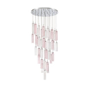 Crystorama Addis 36in 46-Light LED Pendant | Mid-Century Polished Chrome and Spring Tronchi Glass | Entryway & Dining Room | 36 x 36 x 21 in | Model ADD-423-CH-SP