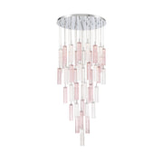 Crystorama Addis 36in 46-Light LED Pendant | Mid-Century Polished Chrome and Spring Tronchi Glass | Entryway & Dining Room | 36 x 36 x 21 in | Model ADD-423-CH-SP