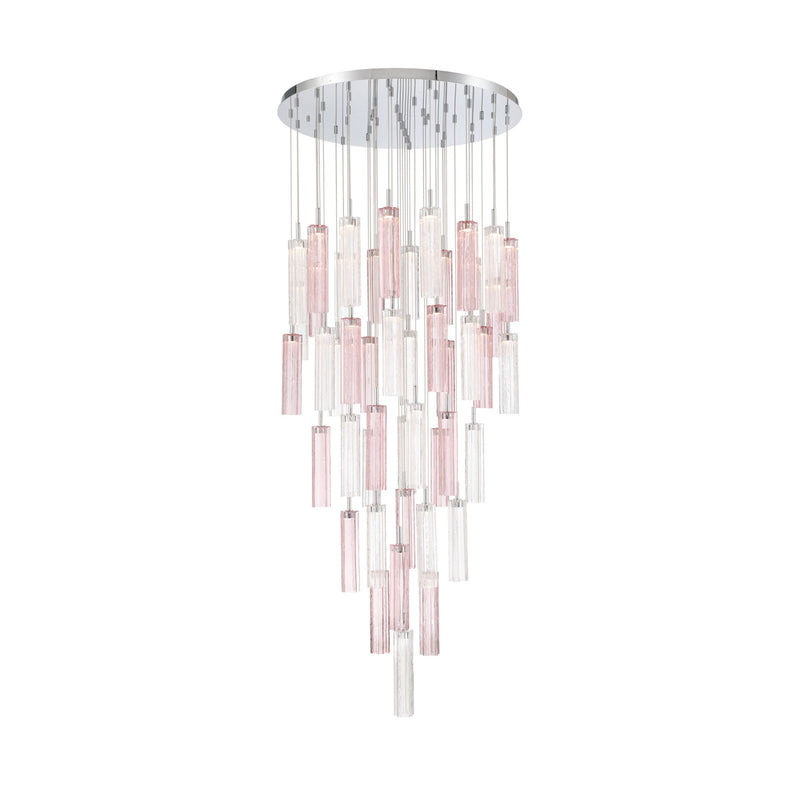 Crystorama Addis 36in 46-Light LED Pendant | Mid-Century Polished Chrome and Spring Tronchi Glass | Entryway & Dining Room | 36 x 36 x 21 in | Model ADD-423-CH-SP