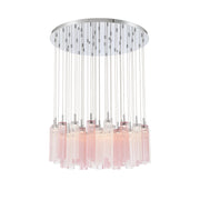Crystorama Addis 36in 46-Light LED Pendant | Mid-Century Polished Chrome and Spring Tronchi Glass | Entryway & Dining Room | 36 x 36 x 21 in | Model ADD-423-CH-SP