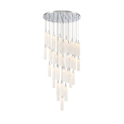 Crystorama Addis 36in 46-Light LED Pendant | Mid-Century Polished Chrome and White Tronchi Glass | Entryway & Dining Room | 36 x 36 x 21 in | Model ADD-423-CH-WH