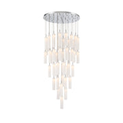 Crystorama Addis 36in 46-Light LED Pendant | Mid-Century Polished Chrome and White Tronchi Glass | Entryway & Dining Room | 36 x 36 x 21 in | Model ADD-423-CH-WH