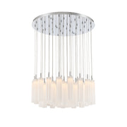 Crystorama Addis 36in 46-Light LED Pendant | Mid-Century Polished Chrome and White Tronchi Glass | Entryway & Dining Room | 36 x 36 x 21 in | Model ADD-423-CH-WH