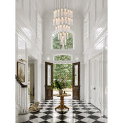 Crystorama Addis 36in 46-Light LED Pendant | Mid-Century Polished Chrome and White Tronchi Glass | Entryway & Dining Room | 36 x 36 x 21 in | Model ADD-423-CH-WH