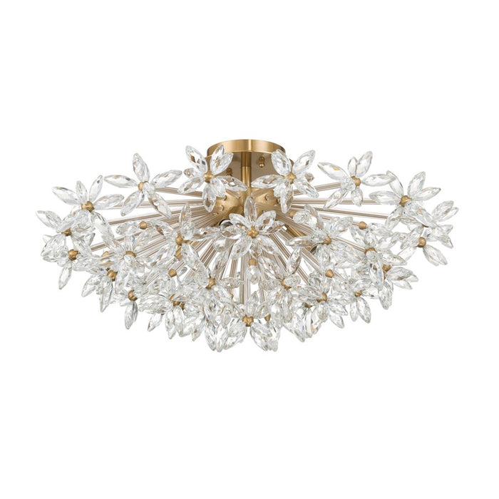 Crystorama Adley 4Lt 25.25" Semi Flush Mount, Aged Brass/Clear