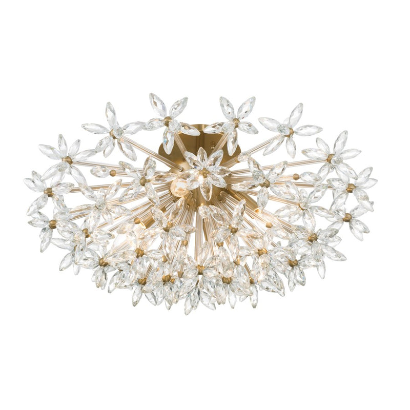 Crystorama Adley 4Lt 25.25" Semi Flush Mount, Aged Brass/Clear