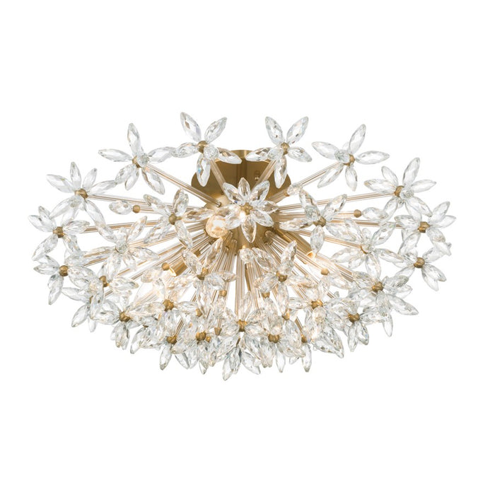 Crystorama Adley 4Lt 25.25" Semi Flush Mount, Aged Brass/Clear