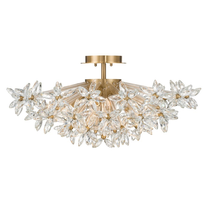 Crystorama Adley 4Lt 25.25" Semi Flush Mount, Aged Brass/Clear
