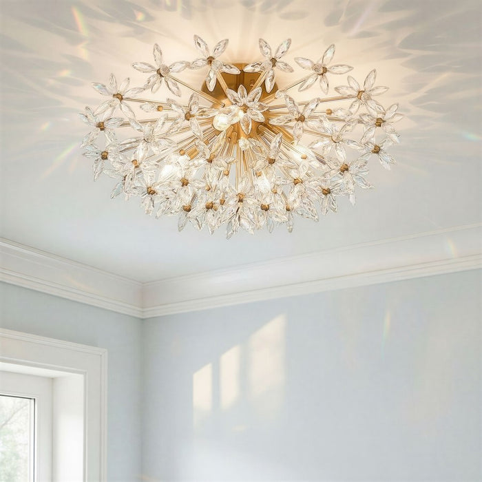 Crystorama Adley 4Lt 25.25" Semi Flush Mount, Aged Brass/Clear