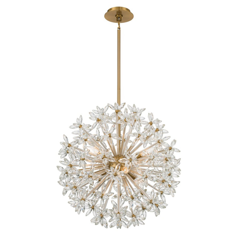 Crystorama Adley 6 Light 23.75" Chandelier, Aged Brass/Clear
