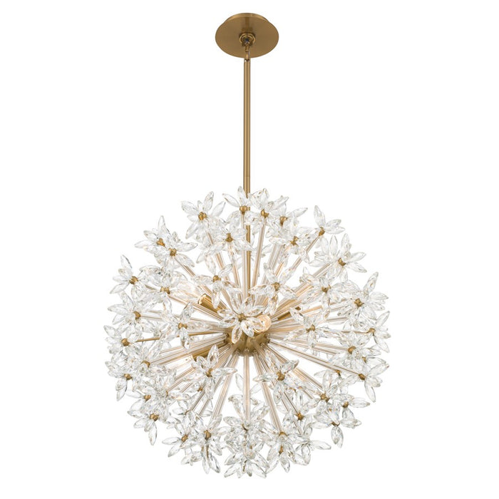 Crystorama Adley 6 Light 23.75" Chandelier, Aged Brass/Clear