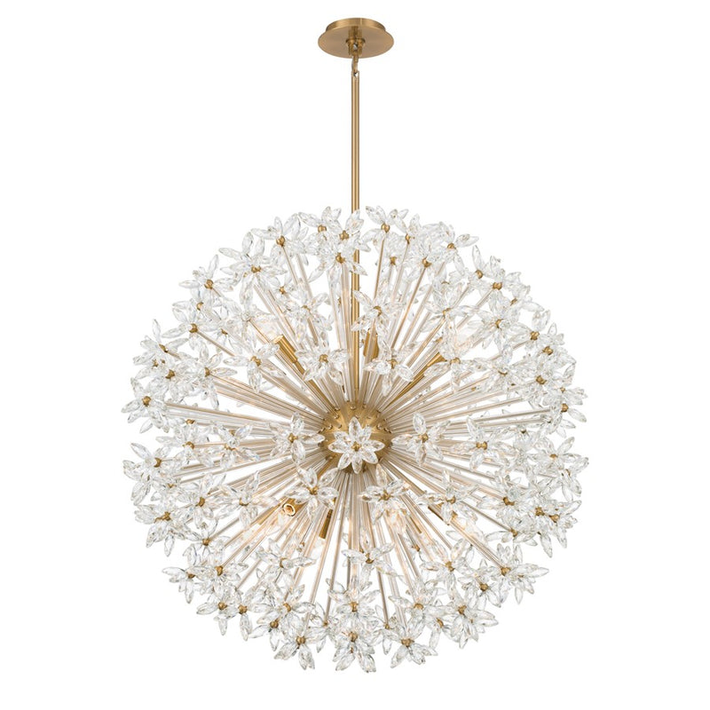 Crystorama Adley 12 Light 34" Chandelier, Aged Brass/Clear