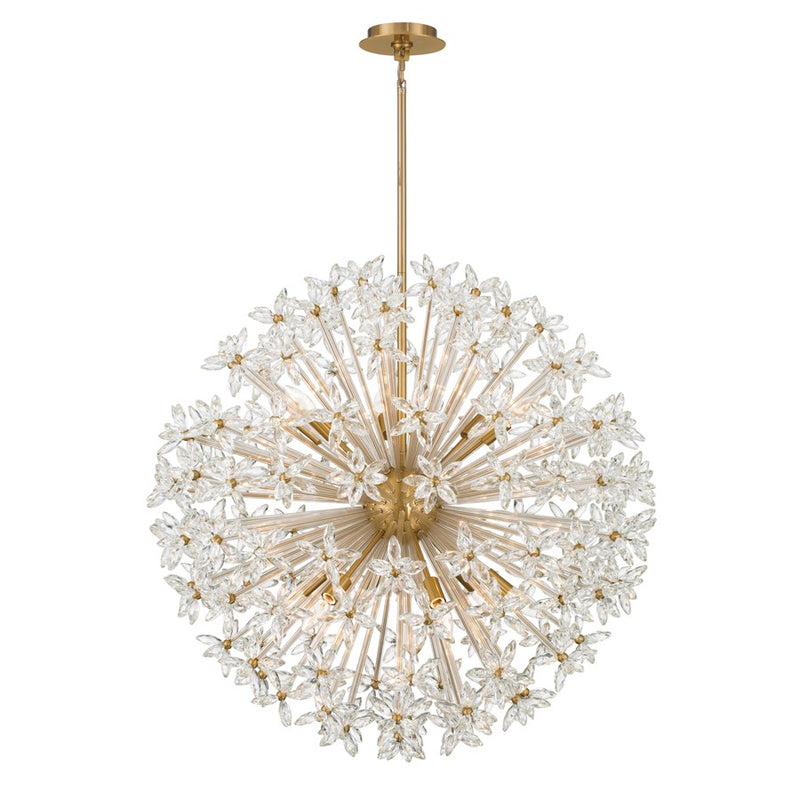 Crystorama Adley 12 Light 34" Chandelier, Aged Brass/Clear