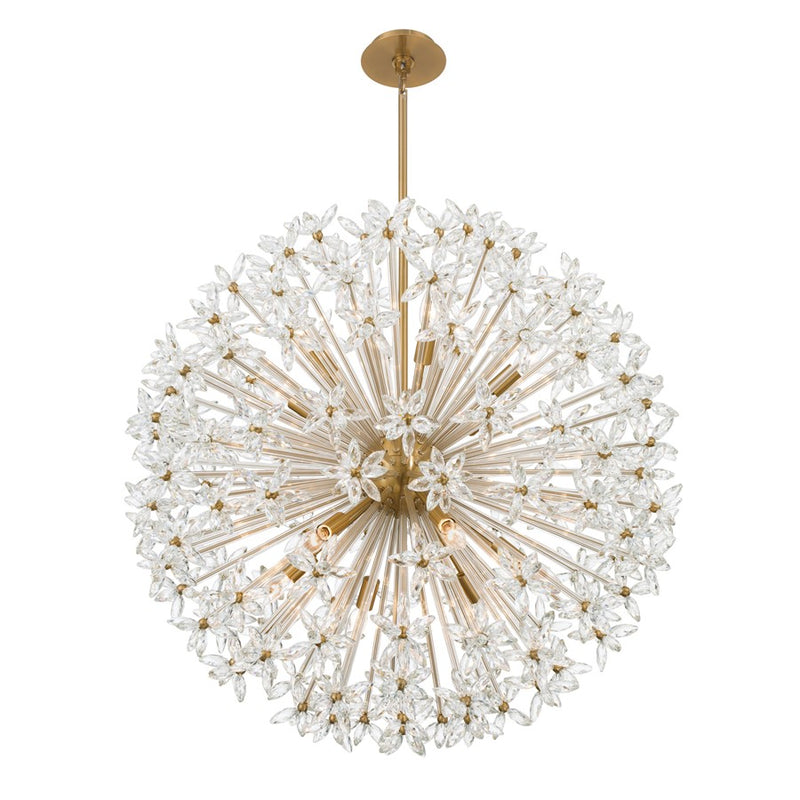 Crystorama Adley 12 Light 34" Chandelier, Aged Brass/Clear