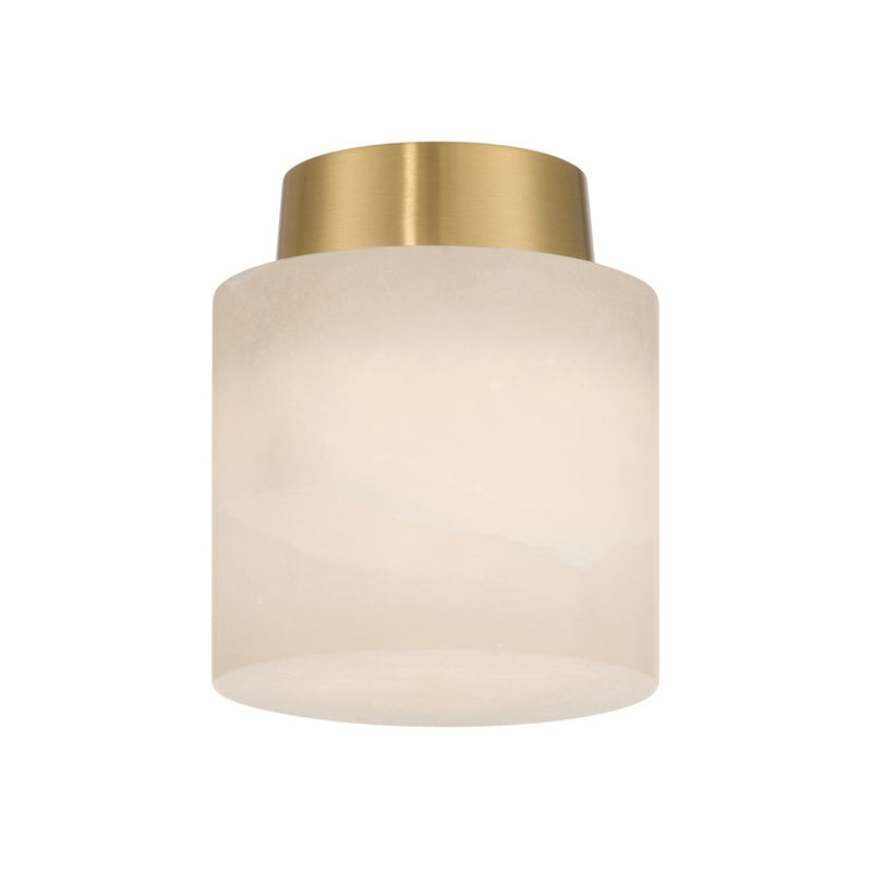 Crystorama Acme 1 Light 5.75" Semi Flush Mount, Aged Brass/White