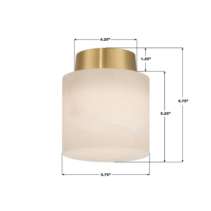Crystorama Acme 1 Light 5.75" Semi Flush Mount, Aged Brass/White