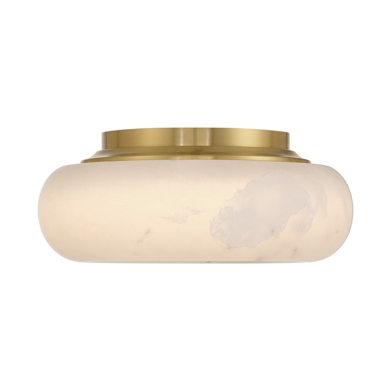Crystorama Acme 1 Light 11.75" Flush/Semi Flush, Aged Brass/White