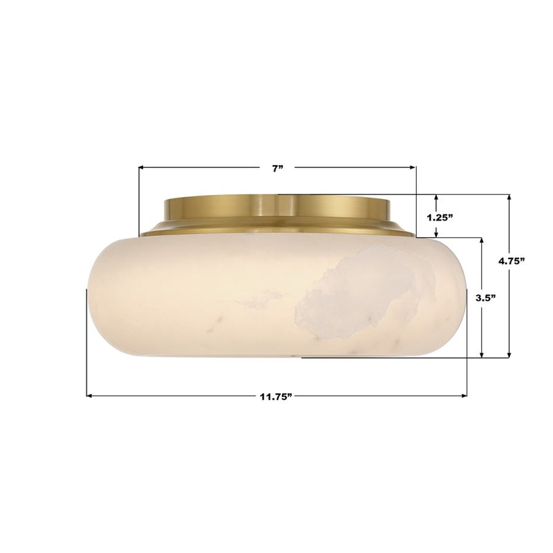 Crystorama Acme 1 Light 11.75" Flush/Semi Flush, Aged Brass/White