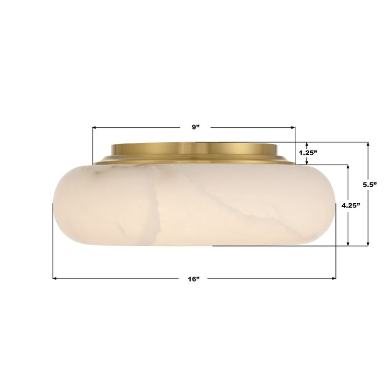 Crystorama Acme 1 Light 16" Flush/Semi Flush, Aged Brass/White