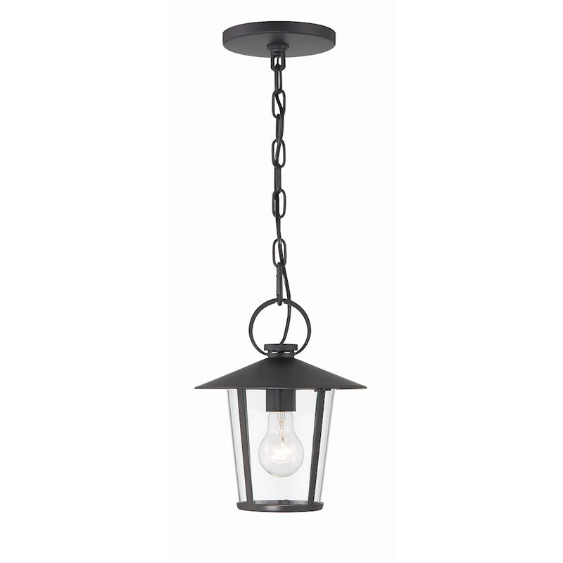 Crystorama Andover 1 Light Outdoor Chandelier, Matte Black