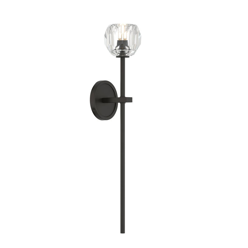 Crystorama Aragon 1 Light 4.5" Sconce, Matte Black/Clear