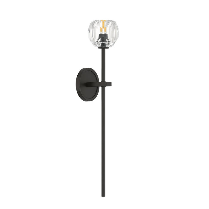 Crystorama Aragon 1 Light 4.5" Sconce, Matte Black/Clear