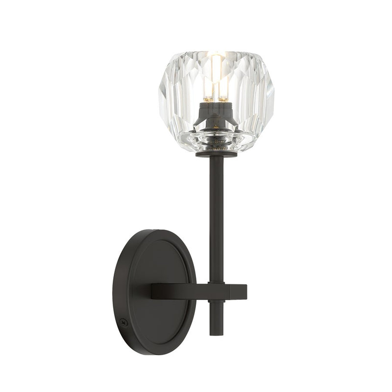 Crystorama Aragon 1 Light 4.5" Sconce, Matte Black/Clear