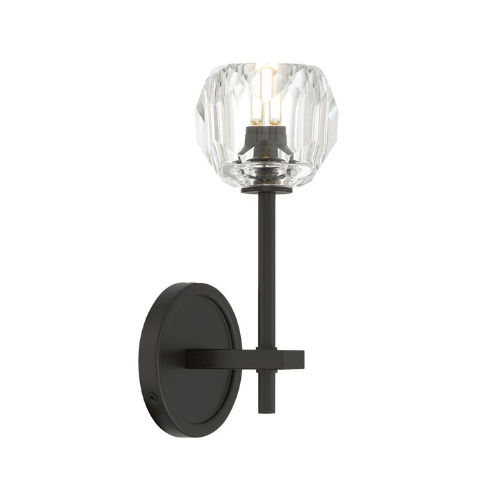 Crystorama Aragon 1 Light 4.5" Sconce, Matte Black/Clear