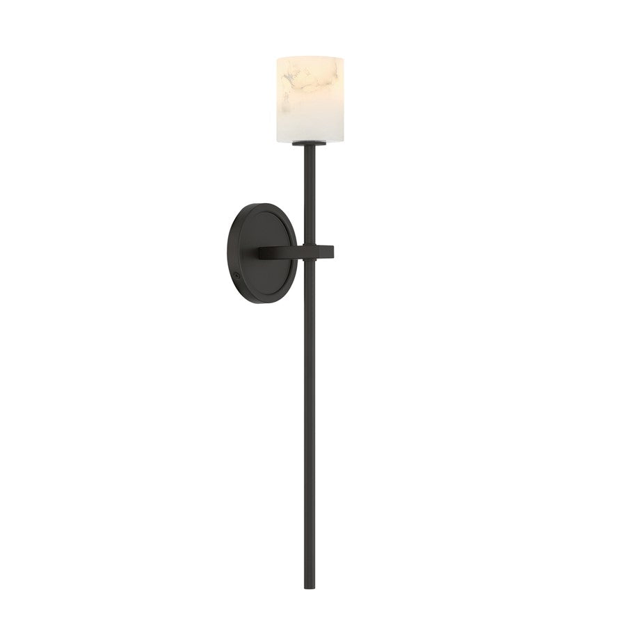 Crystorama Aragon 1 Light 4.5" Sconce, Matte Black/White