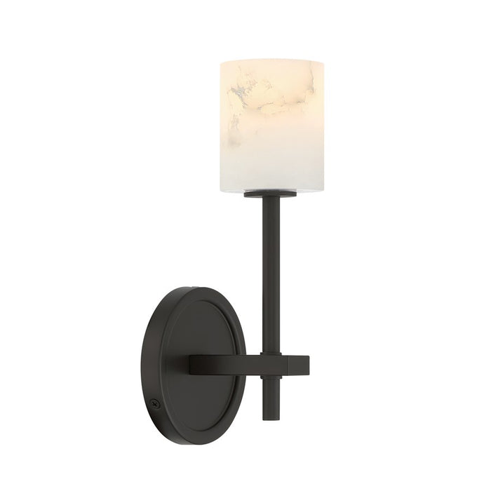 Crystorama Aragon 1 Light 4.5" Sconce, Matte Black/White