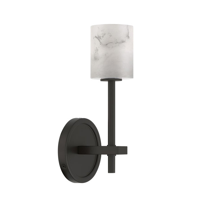 Crystorama Aragon 1 Light 4.5" Sconce, Matte Black/White
