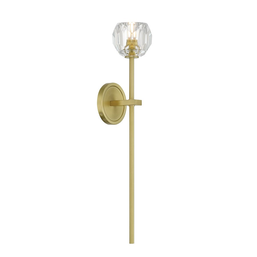 Crystorama Aragon 1 Light 4.5" Sconce, Soft Brass/Clear