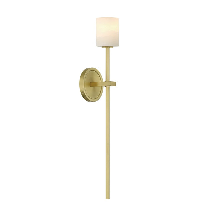 Crystorama Aragon 1 Light 4.5" Sconce, Soft Brass/White