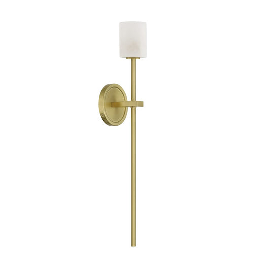 Crystorama Aragon 1 Light 4.5" Sconce, Soft Brass/White