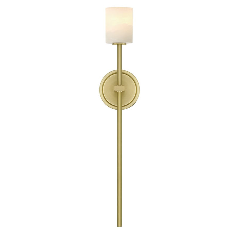 Crystorama Aragon 1 Light 4.5" Sconce, Soft Brass/White