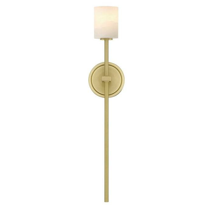 Crystorama Aragon 1 Light 4.5" Sconce, Soft Brass/White