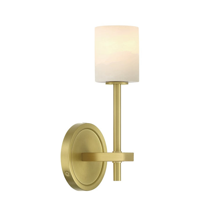 Crystorama Aragon 1 Light 4.5" Sconce, Soft Brass/White