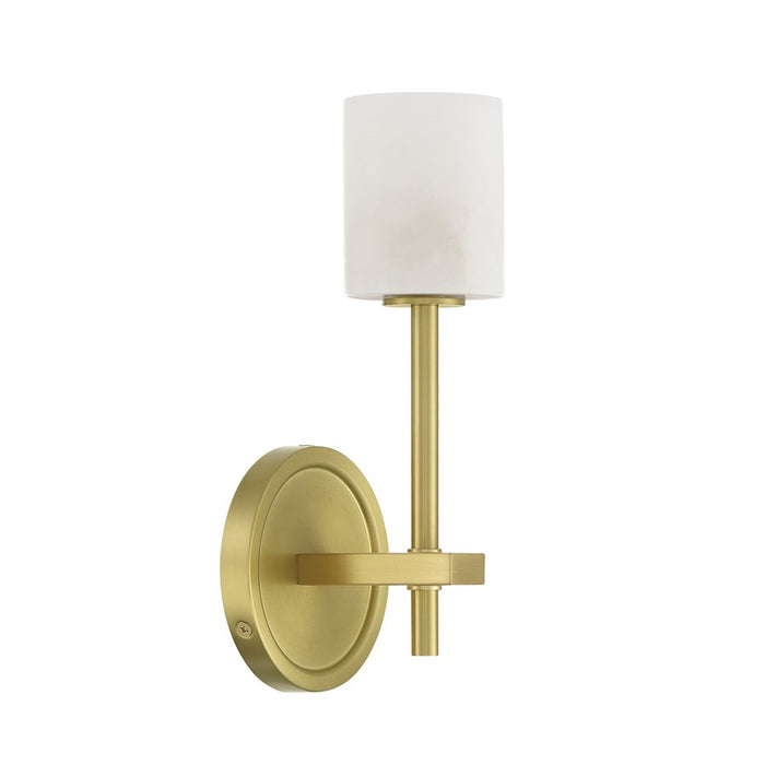 Crystorama Aragon 1 Light 4.5" Sconce, Soft Brass/White
