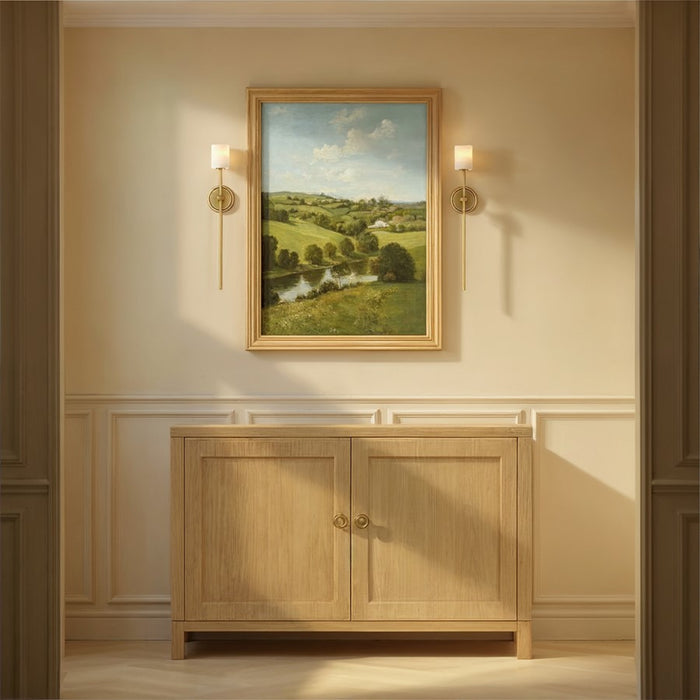 Crystorama Aragon 1 Light 4.5" Sconce, Soft Brass/White
