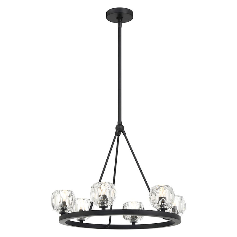 Crystorama Aragon 6 Light Chandelier, Matte Black/Clear
