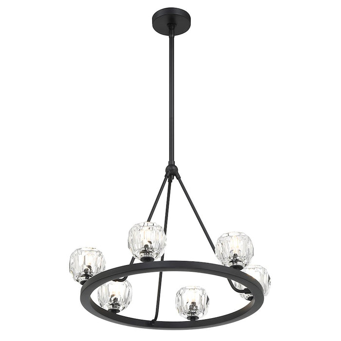 Crystorama Aragon 6 Light Chandelier, Matte Black/Clear