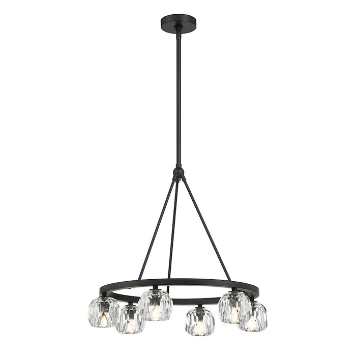 Crystorama Aragon 6 Light Chandelier, Matte Black/Clear