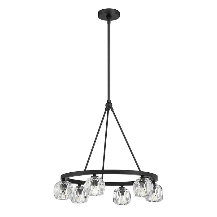 Crystorama Aragon 6 Light Chandelier, Matte Black/Clear